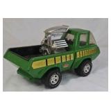 Vintage Tonka Custom Pick-Up Truck – Green Metal with Exposed Chrome Engine and Yellow Stripes