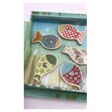 Vintage Magnetic Fishing Game – Colorful Patterned Fish with Poles in Box