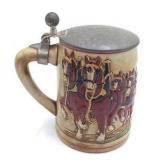 Vintage Budweiser Champion Clydesdales Stein – Ceramarte Made in Brazil with Wagon Scene