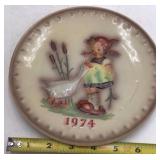 Hummel 1974 Annual Plate – Girl with Goose in Bas Relief