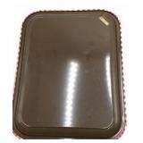 Vintage Red Gingham Check Metal Serving Trays – Pair of Rectangular Trays