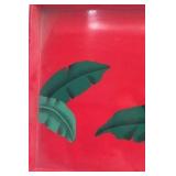 Vintage Tropical Toucan Serving Tray – Red with Painted Bird and Leaves