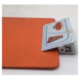 Vintage Vigoreena Feeds / Aureomycin Clipboard – Orange Metal with Advertising Clip