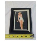 Framed Earl Moran Pin-Up Print – Shape Ahoy Blonde in White Swimsuit