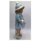Vintage Shirley Temple Porcelain Doll – Toddler in Blue Winter Coat