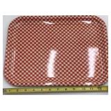 Vintage Red Gingham Check Metal Serving Trays – Pair of Rectangular Trays