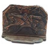 Vintage Cast Iron "Horse Tamer" Bookends – Bronze Finish with Relief Design