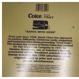 Vintage Coca-Cola Santa with Deer Tray – Green Metal with 1959 Sundblom Illustration