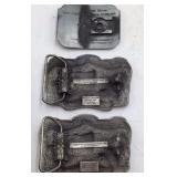 Vintage Remington "First In The Field" Canada Goose Belt Buckle + Pair of 1987 Gibbon, MN Centennial Limited Edition Buckles