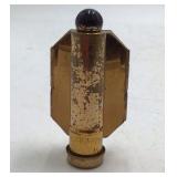 Vintage Goldtone Octagonal Vanity Compact – Jeweled Floral Design with Lipstick Holder