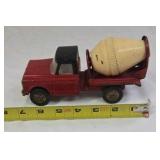 Vintage Red Cement Mixer Truck – Metal Cab with Cream Drum and Black Tires