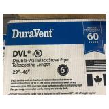 DuraVent Lot of 7- 6DVL-46TA Double-Wall Black Stive Pipes with Telescoping Length 29  to 46