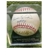 Multiple Autograph Baseball by: Harmon Killebrew with "HOF 84" Inscription, Michael Cuddyer, + One More Autograph, Minnesota Twins