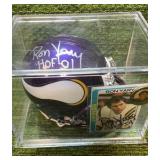 RON YARY Autographed mini Helmet, Inscribed "HOF & JOE KAPP #11"  Minnesota Vikings