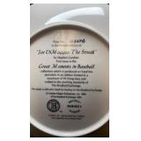 Joe DiMaggio Commemorative Plate, Great Moments in Baseball numbered Limited Edition ( Stand Not Included)