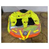 Swonder 3 Person Towable Tube for Boating with Sit & Kneel Positions, Heavy Duty 3 Rider Water Tubes for Boats to Pull for Youth Adult Watersports (Missing Caps To Hold Air In)