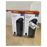 LOT OF 2 Lasko 16" Digital Ceramic Tower Heater with Remote (black, model CT16670)