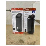 LOT F 2 Lasko 16" Digital Ceramic Tower Heater with Remote (black, model CT16670)