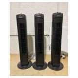 LOT OF 3 Holmes 29 Manual Tower Fan with CleanBreeze Removable Grill, 3 Speeds, and 85° Oscillation, Black