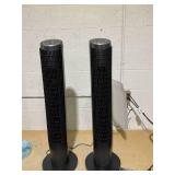 LOT OF 2 Holmes 37" WhisperForce Tower Fan, CleanBreeze, ClearRead Display, Remote, Black