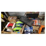 Pallet of misc stuff lamps, cooker, trimmer, absorbent underwear, sprinkler, Wheaties boxes, desk lamp