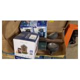 Pallet of misc stuff lamps, cooker, trimmer, absorbent underwear, sprinkler, Wheaties boxes, desk lamp