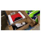 Pallet of misc stuff lamps, cooker, trimmer, absorbent underwear, sprinkler, Wheaties boxes, desk lamp