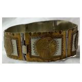 Vintage Taxco Mexican Sterling Silver 6 Panel Bracelet