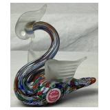 Vintage Murano Millefiori Winged and Crested Swan