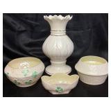 Belleek Pottery Ireland Collection Featuring Shamrock, Lotus Blossom and Cleary Pieces