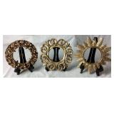 Vintage Ornate Gilt Frames and 2 Antiqued Florentine Plaques