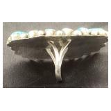 Sterling Silver Turquoise Cluster Ring - Size 10.5
