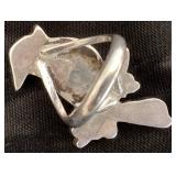 .925 Sterling Silver Multi Stone Bird Ring  - Size 7
