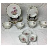 Vintage Schumann Arzberg "Wild Rose" China Set and Mitterteich Bavaria 3 Part Relish Dish