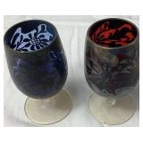 Vintage Set of 5 Italian Colorful Silver Overlay Cordial Glasses