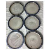 Blue Stoneware Pottery Set - 6 Cups, 6 Plates and 1 10" Plate