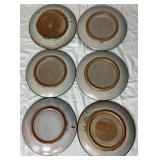 Blue Stoneware Pottery Set - 6 Cups, 6 Plates and 1 10" Plate