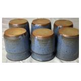 Blue Stoneware Pottery Set - 6 Cups, 6 Plates and 1 10" Plate