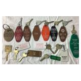 Collection of Vintage Hotel Room Keys