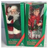 Holiday Musical and Figurine Bundle with 14" Plush Santa and Mrs. Claus and Howard Miller Carols of Christmas II Clock
