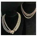 Faux Pearl Jewelry Bundle of Necklaces, Bracelet and Brooch