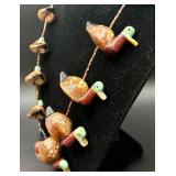 Native American Vintage Hand Carved Shell Duck Fetish Necklace