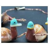 Native American Vintage Hand Carved Shell Duck Fetish Necklace