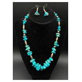 Sterling Silver Turquoise Necklace and Earrings