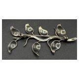 Two Sterling Silver Floral Pins