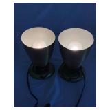 Vintage Mid Century Modern Prescolite Atomic Cone Table Lamps