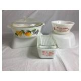 Vintage Milk Glass Baking Dishes from Fire King, Glasbake, & Pyrex