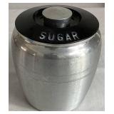 Vintage Kromex Spun Aluminum Canister Set with Black Lids