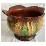 Vintage Majolica Jardiniere Planter Art Nouveau Style with Scalloped Edge