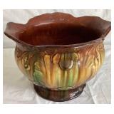 Vintage Majolica Jardiniere Planter Art Nouveau Style with Scalloped Edge